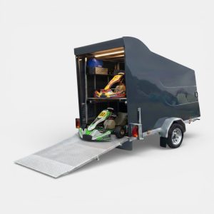 Pro-Kart 85 GRP Box Trailer with Kart Racking System & Extended Rear Loading Ramp in Anthracite Grey