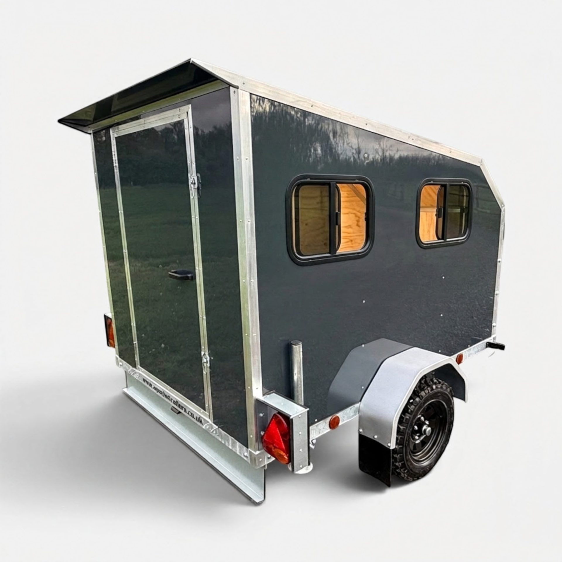 8ft x 4ft Insulated Cube Sport Warrior Camper Trailer with Side Windows, Lockable Side & Rear Doors