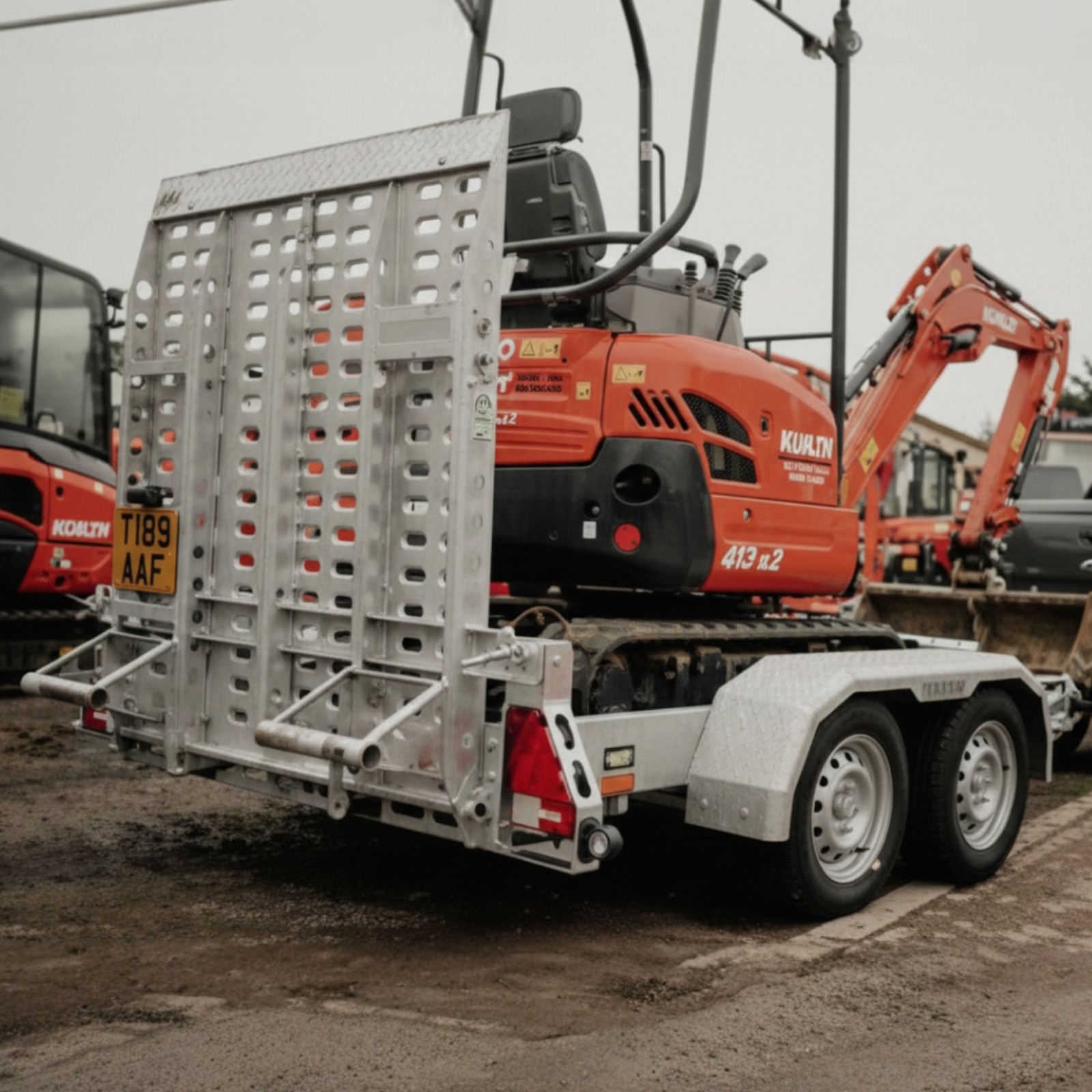 9ft x 4ft Braked Twin Axle Heavy Duty Road Apache Plant Trailer with Rear Loading and Front Bucket Rest - Image 27