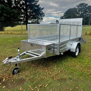 Ex-Demo – 7ft x 4ft Utility Trailer with Rear Loading Ramp, Cage, Prop Stands & ATB1-1233 Alloy Toolbox