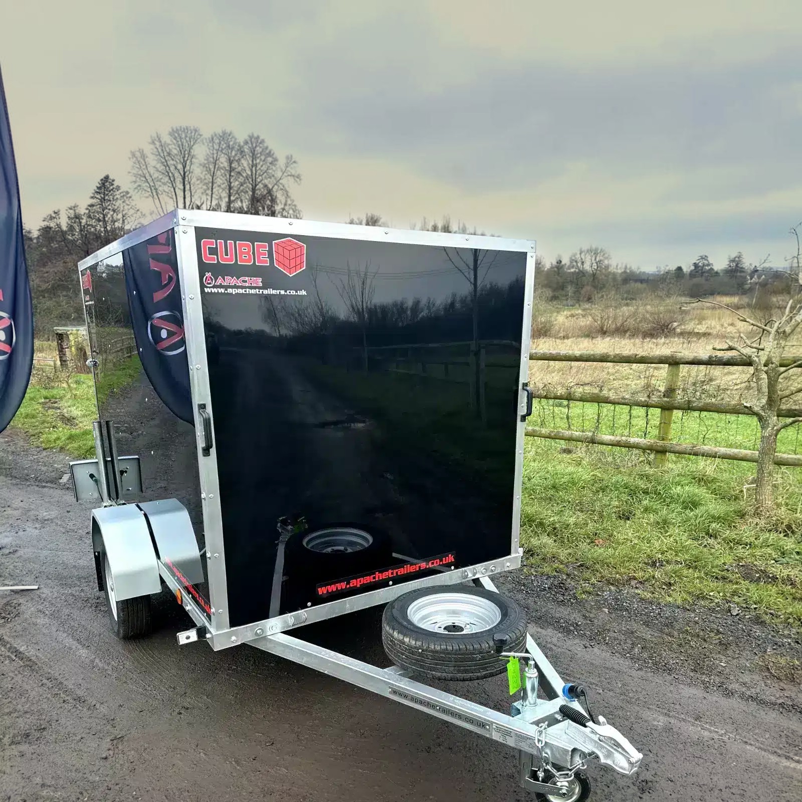 Ex-Demo – 8ft x 5ft Cube 85 Box Trailer with Colour Coded Rear Loading Ramp, Prop Stands & Spare Wheel in Black